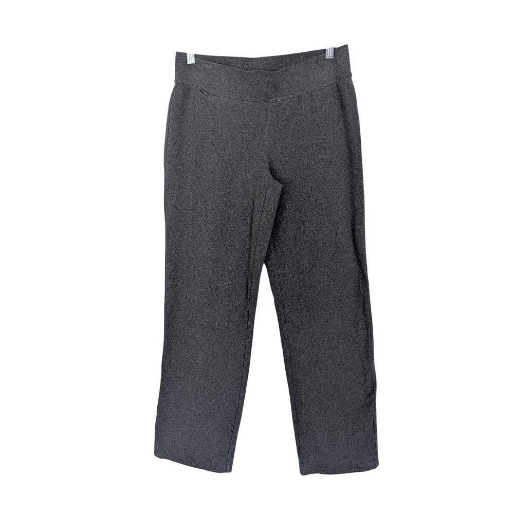Lands End Starfish Knit Pants Womens Small 6-8 Gray Straight Leg Pocket Stretch
